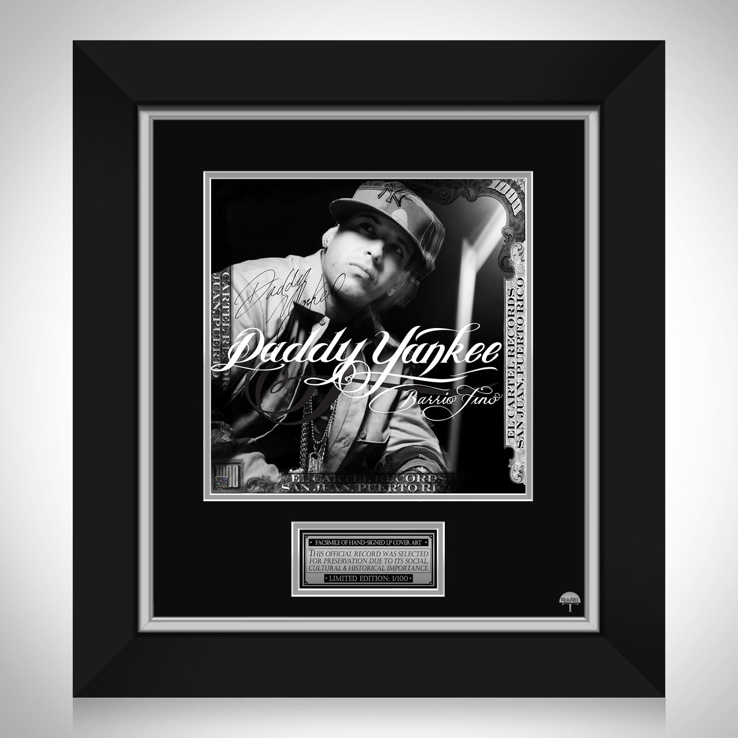 Daddy Yankee - Barrio Fino LP Cover Limited Signature Edition Custom Frame