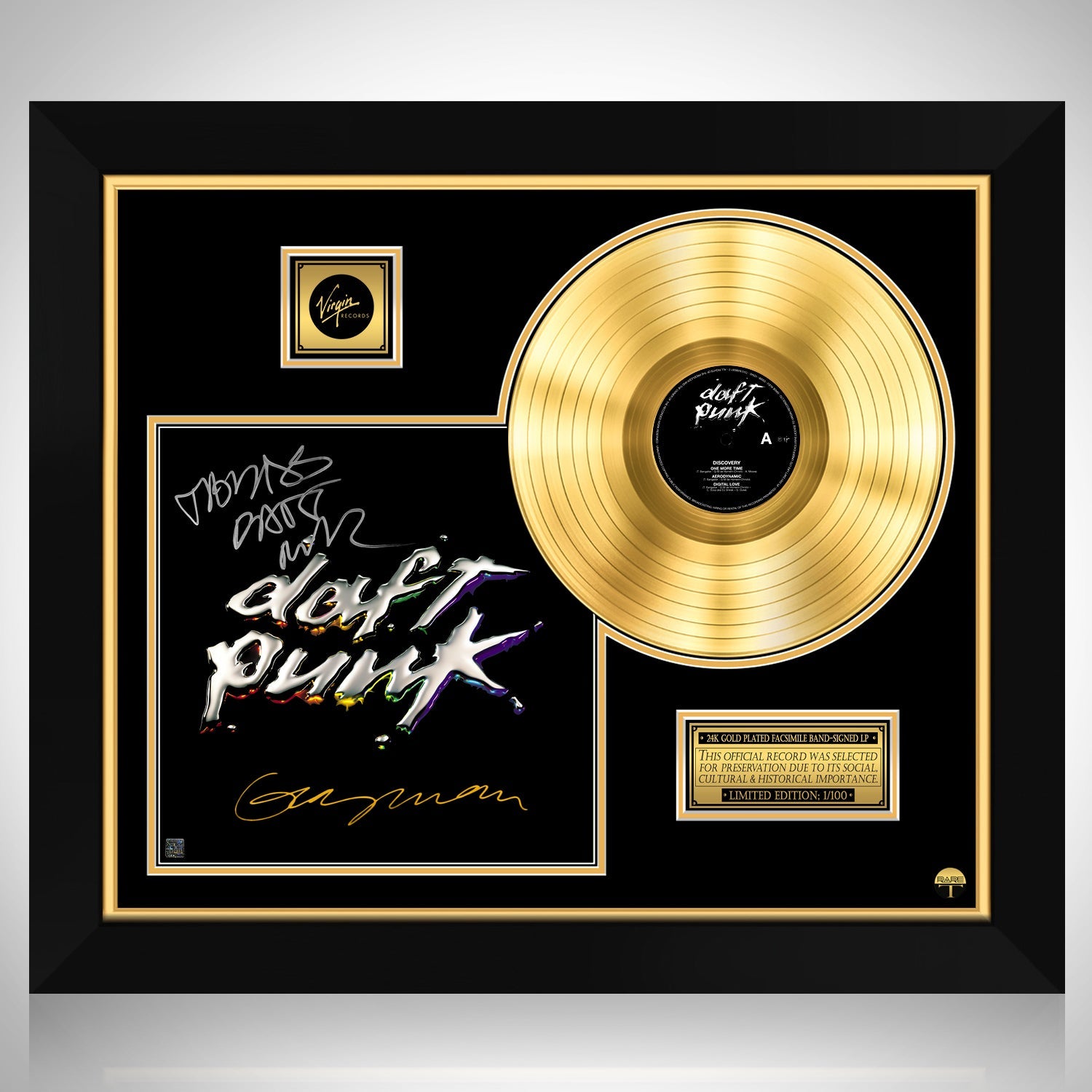 Daft Punk Discovery Gold LP Limited Signature Edition Custom Frame | RARE-T