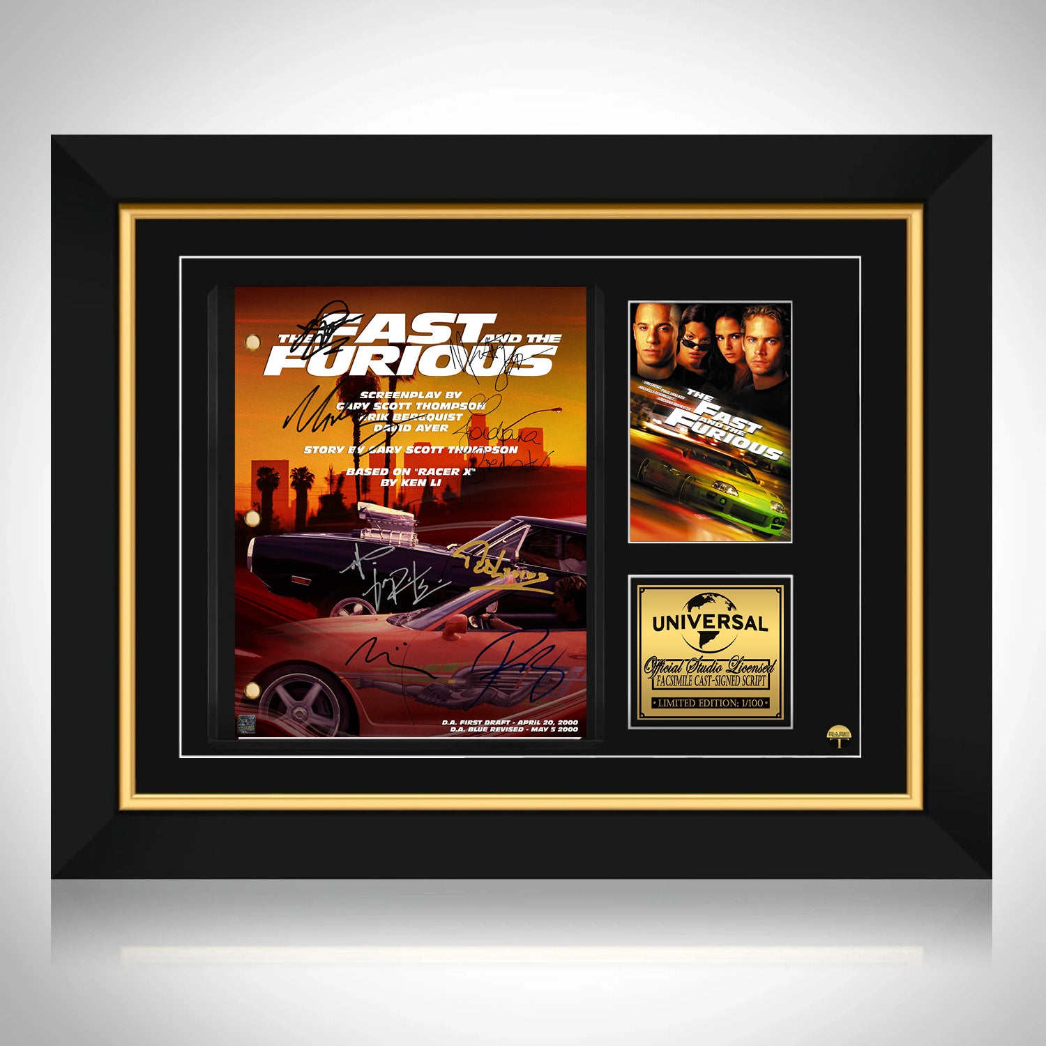 The Fast and Furious Script Limited Signature Edition Custom Frame | RARE-T