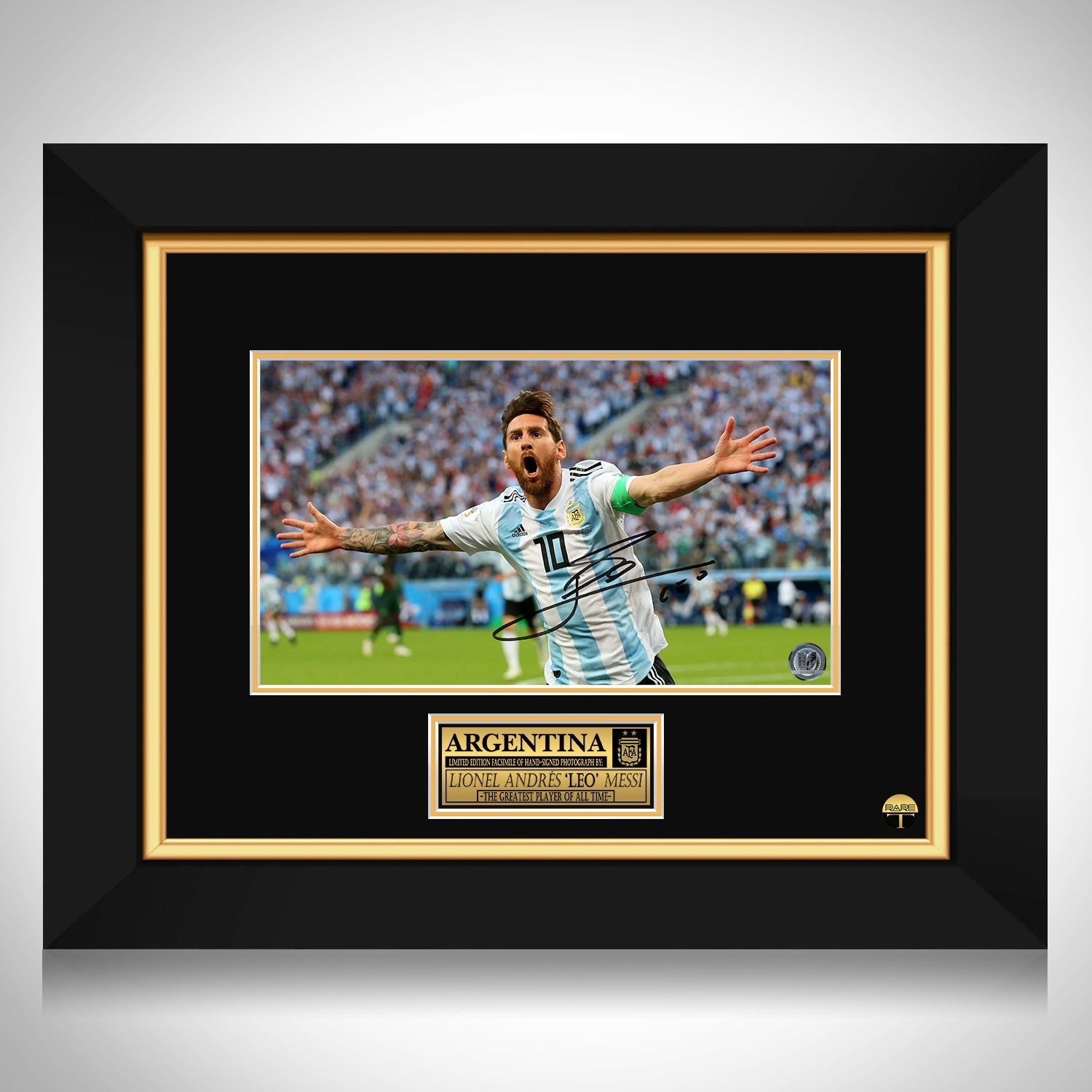Lionel Messi Autographed Argentina World Cup 2022 Jersey Framed