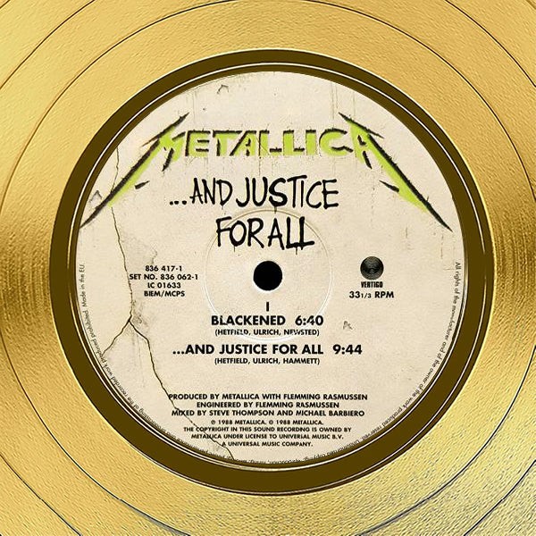 Metallica Ltd Edition Reproduction Signature Gold Record Display