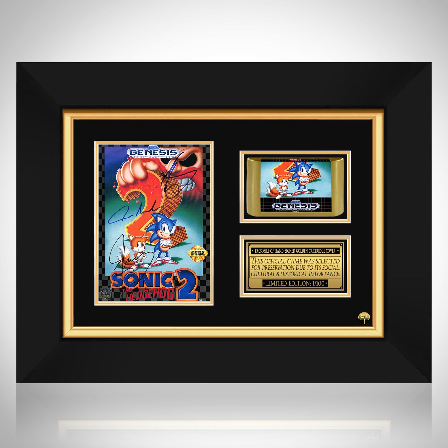 Sonic The Hedgehog 2 Sega Genesis Gold Cartridge & Box Cover Art