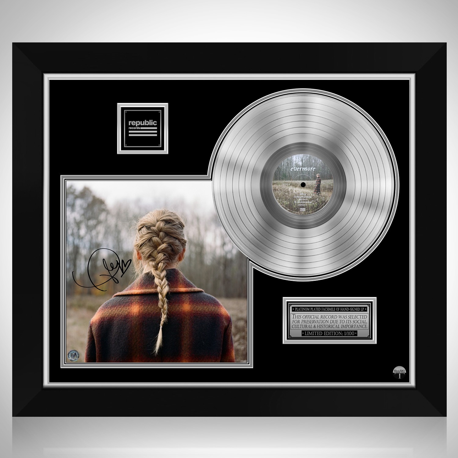 Taylor Swift - Evermore Platinum LP Limited Signature Edition Custom Frame