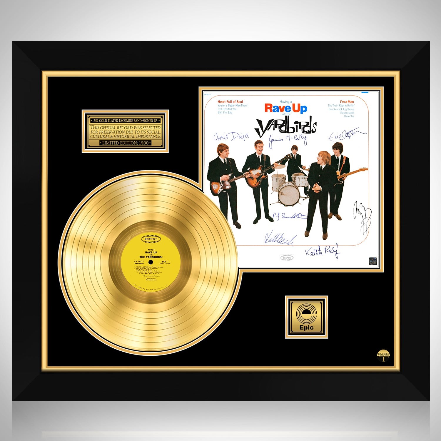 The Yardbirds - Having a Rave up with The Yardbirds Gold LP Limited  Signature Edition Custom Frame
