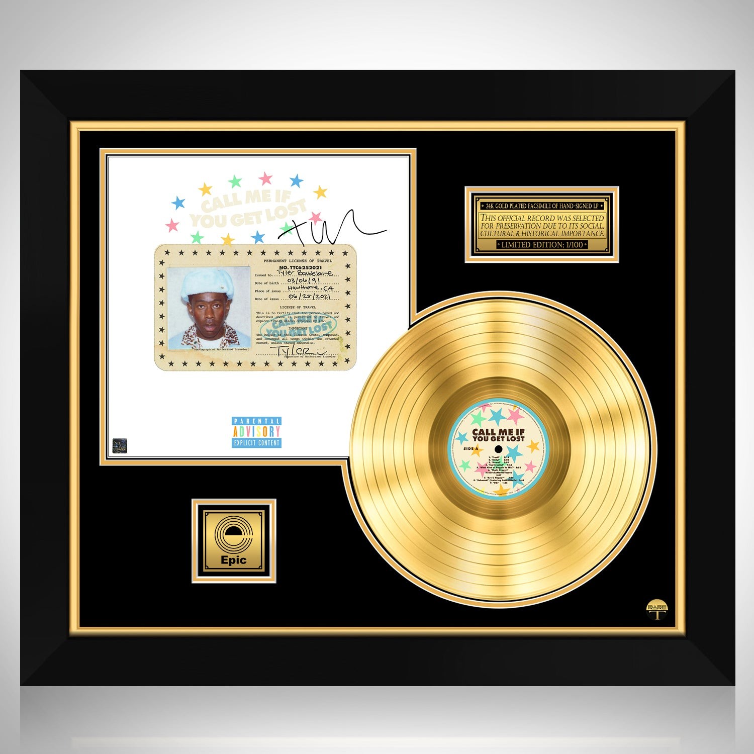 Tyler the Creator - Call me if you get lost Gold LP Limited Signature  Edition Custom Frame