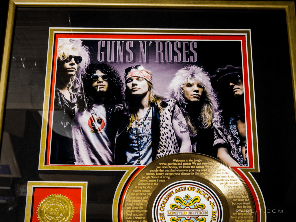 LIMITED EDITION GOLD 45 'GUNS N' ROSES - WELCOME TO THE JUNGLE LYRICS