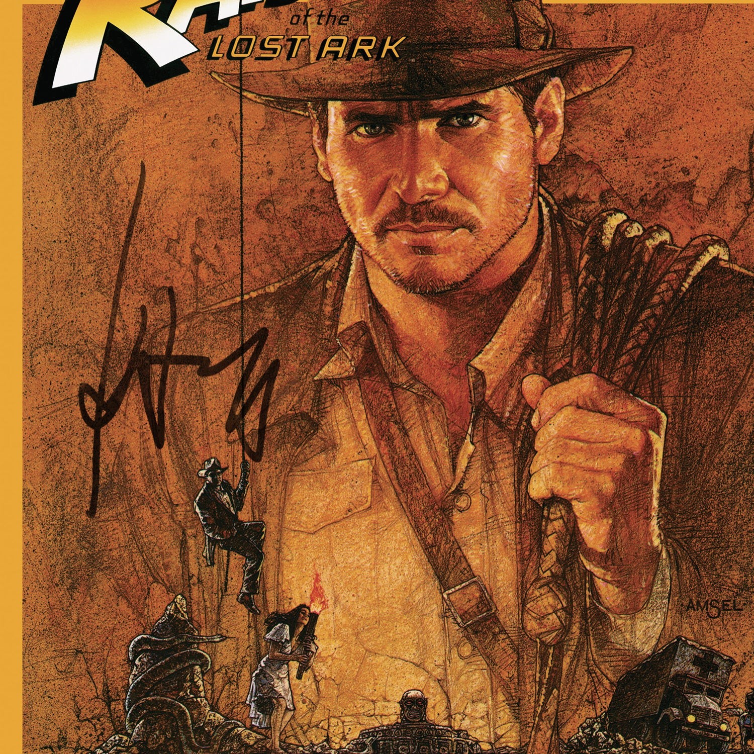 Indiana Jones Raiders of the Lost Ark Soundtrack Gold LP Limited Signature  Edition Custom Frame