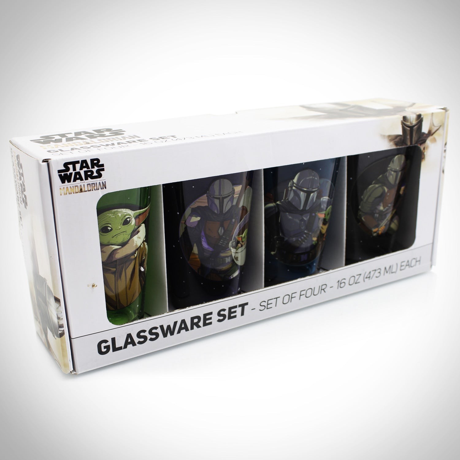 Star Wars The Mandalorian and The Child Grogu 4pc 16oz Pint Glass Set