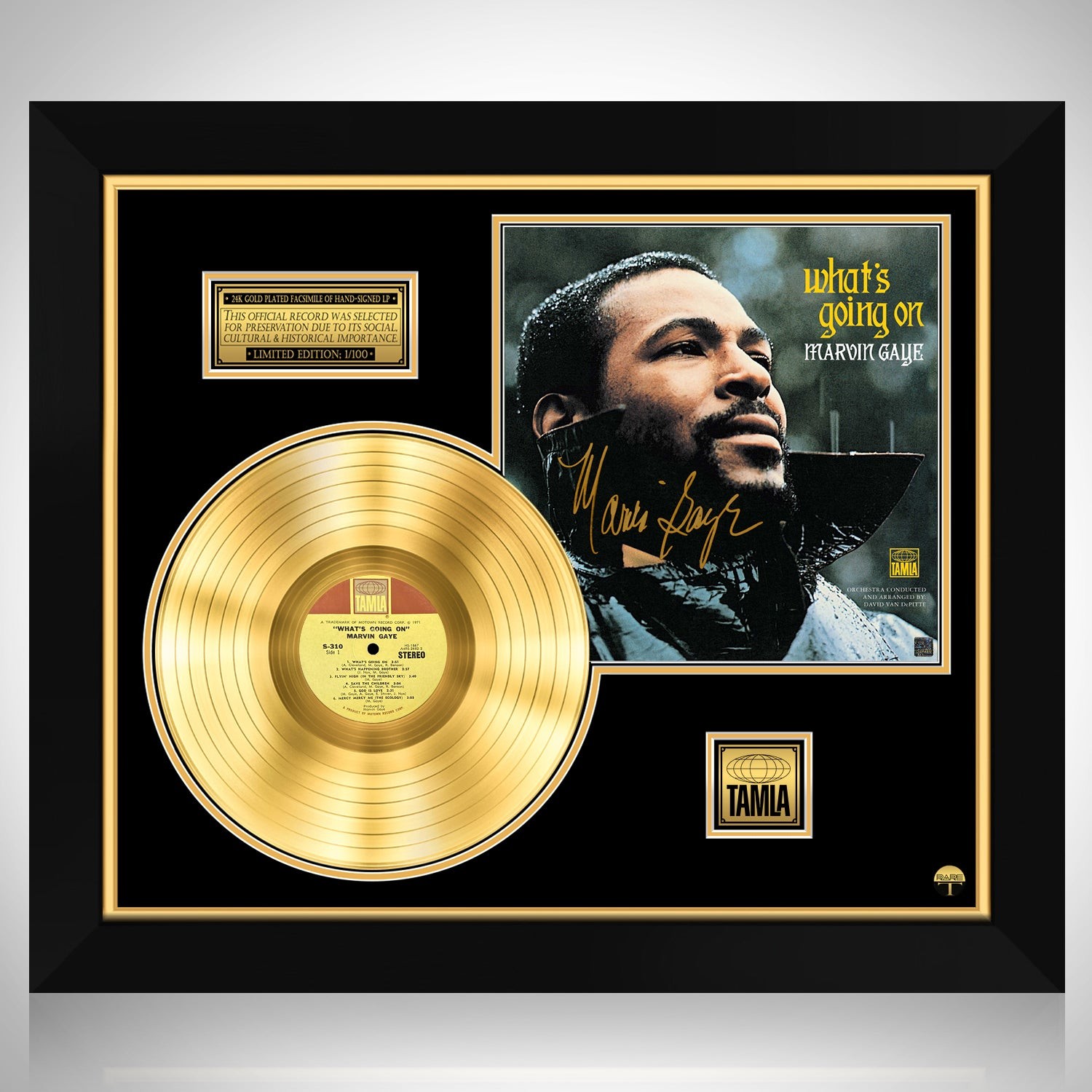 Marvin Gaye Whats Going On Gold LP Limited Signature Edition Custom Frame